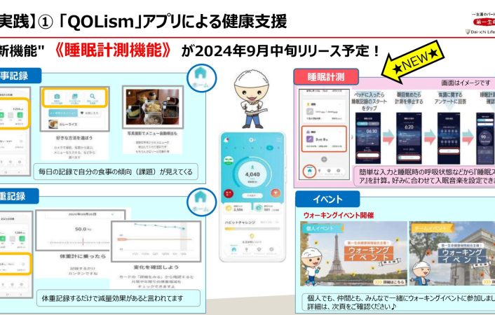 「QOLism」アプリを活用した社員の健康増進取組みを推進